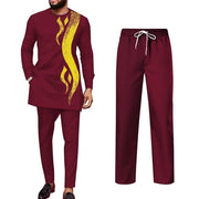 Dashiki for Men African Clothing 2 Piece Sets Long Sleeve African Print Shirt and Troursers African Suits for Male