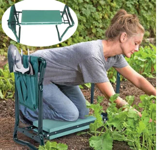 garden kneeler and seat with tools