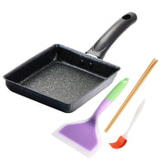 LOQJSS Tamagoyaki Pan Non Stick Japanese Omelette PanCast Iron Rectangle Tamago Pan Small Frying Pan Tamagoyaki Eggs Pan - Omelette Pan - with Silicone Brush Chopsticks & Spetula