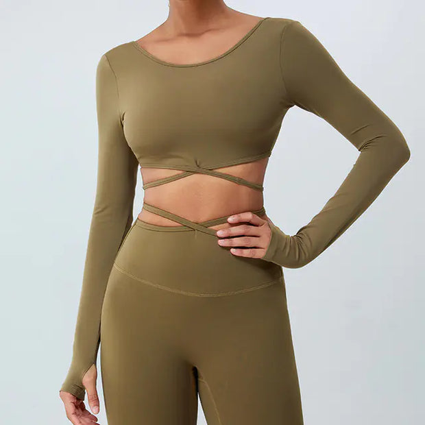 Women's 2-in-1 Long Sleeve Athletic Workout Tops