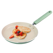 LECOOKING Crepe Pan Dosa Pan 8.7 inch Nonstick Crepe Pan Dosa Tawa Tortilla Pan Induction Compatible (Green)